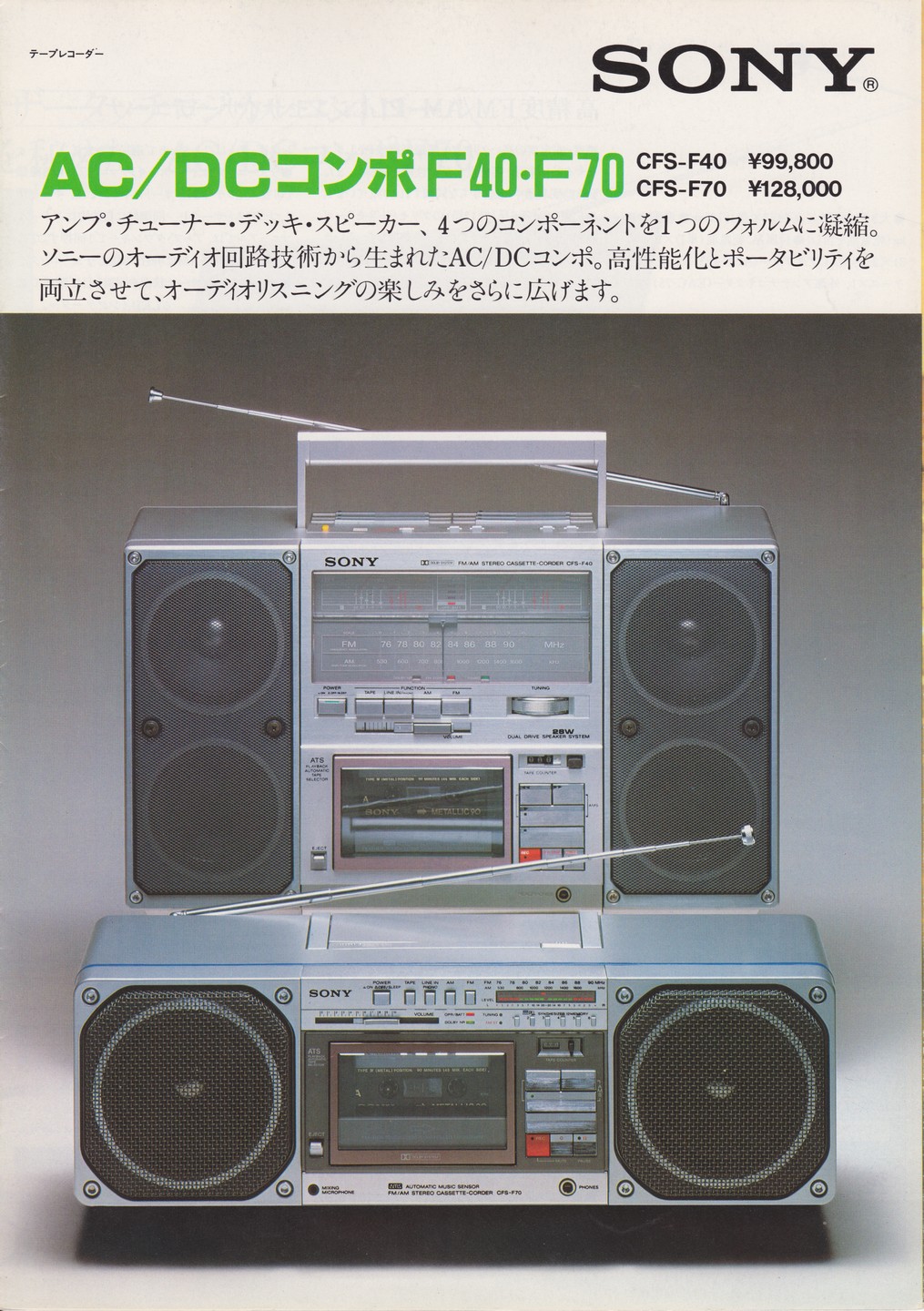 1986年11月　ＳＯＮＹ　ラジカセ　ＣＦＳ－ＥＷ５０のサービスガイド