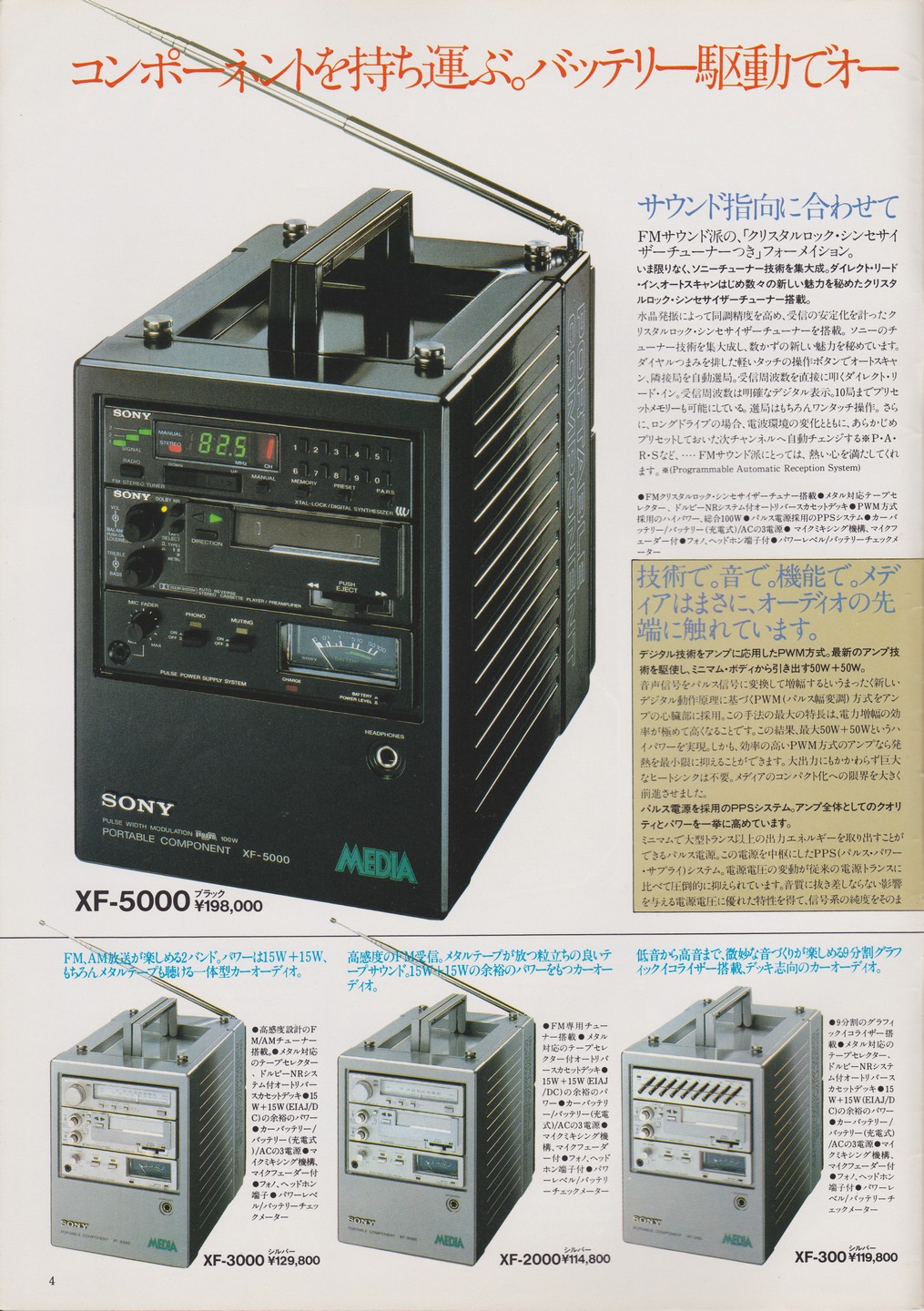 SONY MEDIA XF-3000 カセット ラジオ ポータブル コンポ