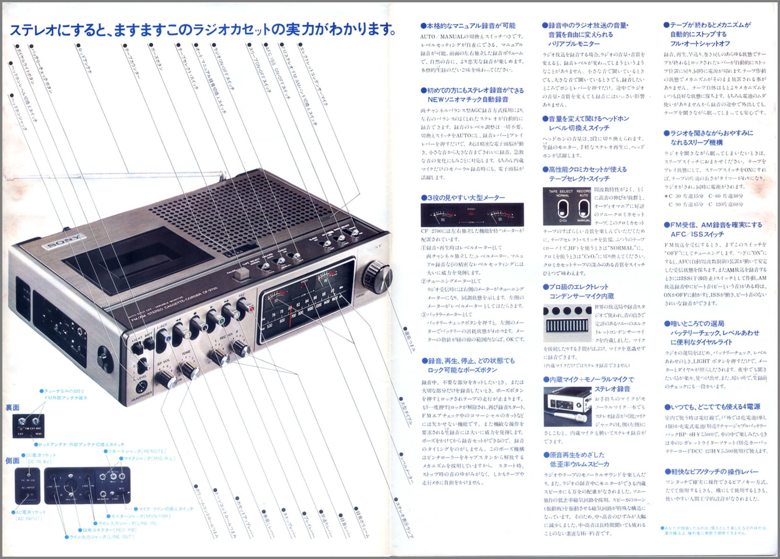 SONY ステレオラジオ＆カセットデッキ CF-2700D00822 - ラジオ